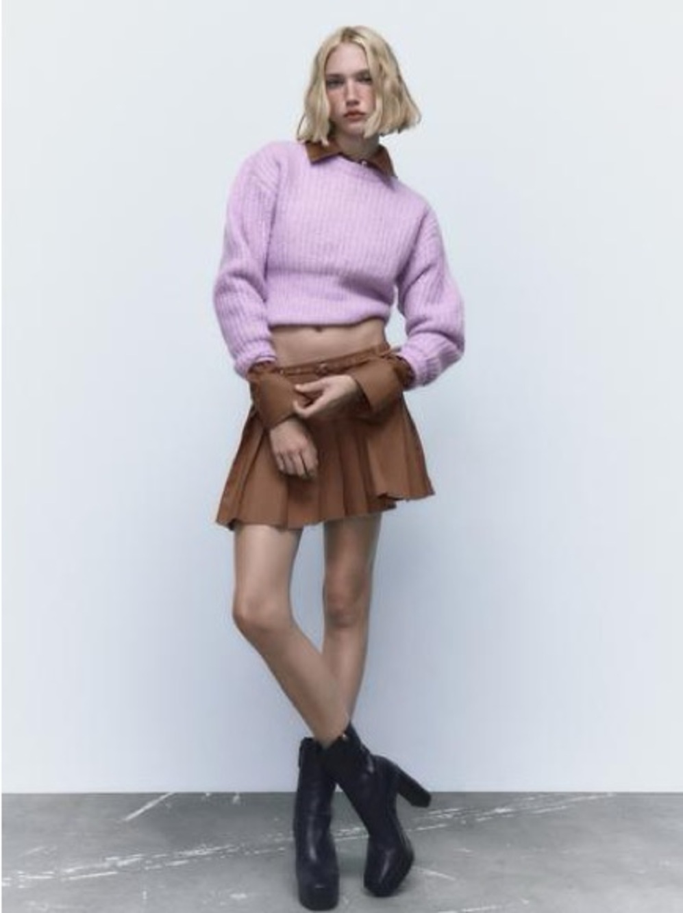 Zara Lavender Ribbed Knit Sweater - size large